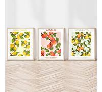 Fruit Market Lemon Pear Orange Amalfi Positano Retro Posters And Prints 3 Pieces Wall Art Canvas Painting Wall Pictures For Kitchen Decor 35Cmx50Cmx3Pcs No Frame