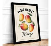 Fruit Market Mangoes Vintage Framed Wall Art Print A3 Black