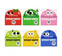 Fruit Monster Pop-Up Sticky Notes Dispenser, 80 Sheets | Transparent Design, Pull-Out Cartoon Box, Index Tabs Included, Office & Study Use, Translucent