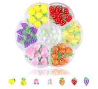 Fruit Nail Charms,1Box 7Grids Peach Grape Lemon Strawberry Nail Gems and Rhinestones,Resin 3D Nail Art Decorations for Manicure Design DIY Crafts Accessories (Pattern A)