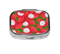 Fruit of Lychee Pattern,Meta Pill Box 2 Compartment Medicine Case,Portable Organizer