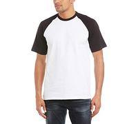 Mens Short Sleeve Baseball T-Shirt - BC327 - White/Black / White/Black / 2XL