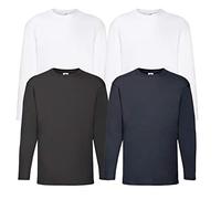 Fruit of the Loom 4 Long-Sleeved T-Shirts, M, L, XL, XXL, Various Colour Sets Available, 5XL