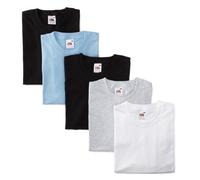Fruit of the Loom 5-Pack Valueweight T-Shirt, Grey, Light Blue, White, 2 x Black, M