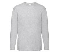 (XL, Heather Grey) Fruit Of The Loom Mens Valueweight Crew Neck Long Sleeve T-Shirt