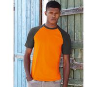 Fruit Of The Loom 61026 Short Sleeve Baseball T-Shirt White/Red - Size 2XL