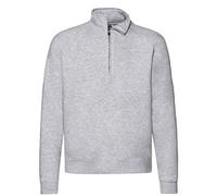 Fruit of the Loom 62032 Premium Zip Neck Sweatshirt - Heather Grey - L