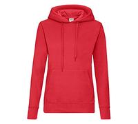 Fruit of the Loom 62038 Women’s Ladies’ Lady Fit Hooded Sweatshirt, Womens, Hoodie, Fruit of the Loom - Lady-Fit Hooded Sweat, red