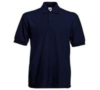 Fruit Of The Loom 65/35 Men's Pique Short Sleeve Polo Shirt, Dark navy blue, M