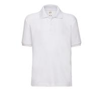 Fruit of the Loom 65 35 Pique Polo Shirt in White | Size: 12-13 Years Fruit Of The Loom White 12-13 Years