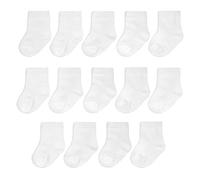 Fruit of the Loom Baby 14-Pack Grow & Fit Flex Zones Cotton Stretch Socks - Unisex, Girls, Boys (2-4 Years, White)