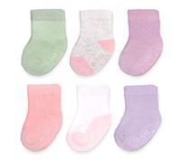 Fruit of the Loom Baby 6-Pack All Weather Crew-Length Socks, Mesh & Thermal Stretch - Unisex, Girls, Boys, Modern Pink, 12-24 Months