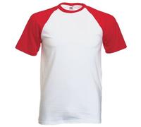 Fruit of the Loom Baseball T-Shirt - White / Red Medium