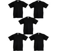 Fruit of the Loom Boy's Kids Original Short Sleeve Crew Neck T-Shirt-5-Pack T-Shirt, Black, 12-13 Years