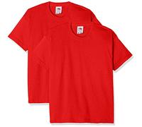 Fruit of the Loom Boy's Kids Valueweight Short Sleeve T 2 Pack Regular Fit Plain Crew Neck Short Sleeve 2 T - Shirt, Red (Red Red), 7-8 Years(Manufacturer Size:40)