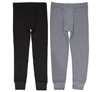 Fruit of the Loom Boys' Premium 2-Pack Thermal Waffle Bottom, Black/Heather Greystone, 4-5