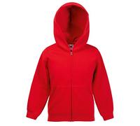 Fruit of the Loom Childrens Classic Zip Hodded Sweatshirt Red Age 12-13