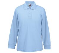 Fruit of The Loom Childrens Long Sleeve 65/35 Pique Polo/Childrens Polo Shirts (9-11) (Sky Blue)