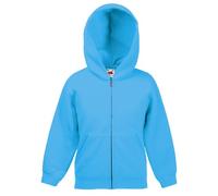 Fruit of the Loom Childrens Zip Through Hooded Sweatshirt - 5 Colours All Ages (AGE 5/6, AZURE BLUE)