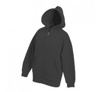 Fruit of the Loom Childrens Zip Through Hooded Sweatshirt (BLACK, AGE 14/15)