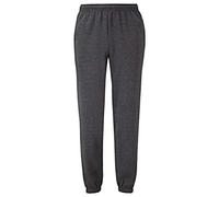 Fruit of the Loom Classic Jog Pants Men's Jogging Bottoms 1/2 with Elastic or Open Leg Cuffs, Dark grey mottled, L