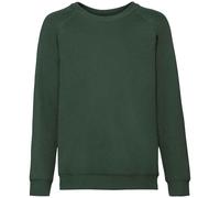 Fruit of the Loom Classic Raglan Sweatshirt in Bottle Green | Size: 12-13 Years Fruit Of The Loom Bottle Green 12-13 Years