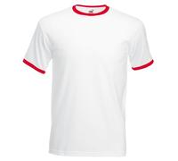 Mens Ringer Short Sleeve T-Shirt - BC342 - White/Red / M / White/Red