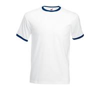 Fruit of the Loom Contrast Neckline T-Shirt - White - L