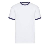Fruit of the Loom Contrast Ringer T-Shirt White/Navy XL