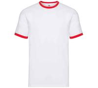 Fruit of the Loom Contrast Short Sleeve Ringer Tee T-Shirt S-3XL