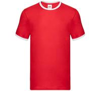 Fruit of the Loom Contrast Short Sleeve Ringer Tee T-Shirt S-3XL