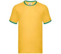 Fruit of the Loom Contrast Short Sleeve Ringer Tee T-Shirt S-3XL