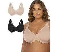Fit For Me By Fruit of the Loom Women's Plus Size Cotton Unlined Underwire Bra-Pinch-Free Straps - Side and Back Smoothing, Heather Grey/Black Hue, 42F