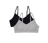 Fruit of the Loom Girls' Bra with Removable Cookies 2-Pack Black Hue/Heather Grey 38