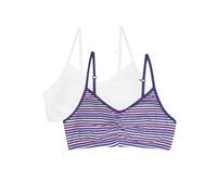 Fruit of the Loom Girls' Bra with Removable Cookies 2-Pack Happy Stripe/White 36