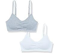 Fruit of the Loom Girls' Bra with Removable Cookies, 2-Pack, White/Heather Grey, 30A