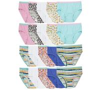 Fruit of the Loom Girls' Cotton Brief Underwear, Multipack, Brief - 20 Pack - White/Stripes/Animal Print, 4