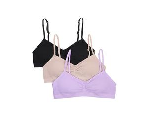 Fruit of the Loom Girls' Seamless Trainer Bra with Removable Modesty Pads, Stellar Orchid/Rose Shadow/Black, 34