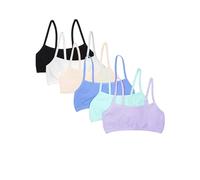 Fruit of the Loom Girls' Spaghetti Strap Sports Bra, Aruba Blue/Hyacinth/Cornflower Blue/Light Nude/White/Black, 38