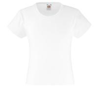 Fruit of the Loom Girl's Valueweight T Shirt, White, 5-6 Years UK