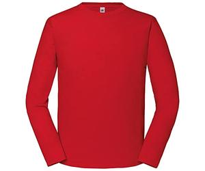 Fruit of the Loom Iconic 195 Ringspun Premium Men's Long-Sleeved T-Shirt, red, XS