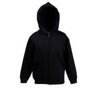 Fruit of the Loom Kids Hooded Sweatshirt Jacket, Black, 12-13