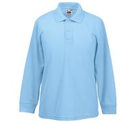 Fruit of the Loom Kids Long Sleeve Pique Polo Shirt Sky 5-6