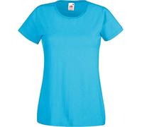 Fruit of the Loom Ladies Fit Valueweight Colours Short Sleeve Cotton T-Shirt, Blue - Azure Blue, Large