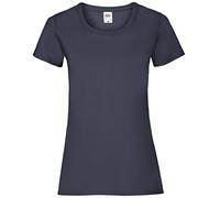 Fruit of the Loom Ladies Fit Valueweight Colours Short Sleeve Cotton T-Shirt, Blue - Deep navy, Small