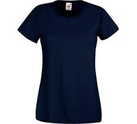 Fruit of the Loom Ladies Fit Valueweight Colours Short Sleeve Cotton T-Shirt, Blue - Deep navy, X-Large