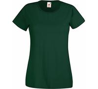 Fruit of the Loom Ladies Fit Valueweight Colours Short Sleeve Cotton T-Shirt, Green - Bottle Green, Small