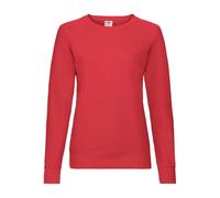 Fruit of the Loom Ladies Fitted Lightweight Raglan Sweatshirt (240 GSM) (XL) (Red)