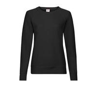 Fruit of the Loom Ladies Fitted Lightweight Raglan Sweatshirt (240 GSM) (XS) (Black)