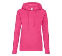 Lady Fit Hooded Sweatshirt Hoodie Fruit Of The Loom Fuchsia M